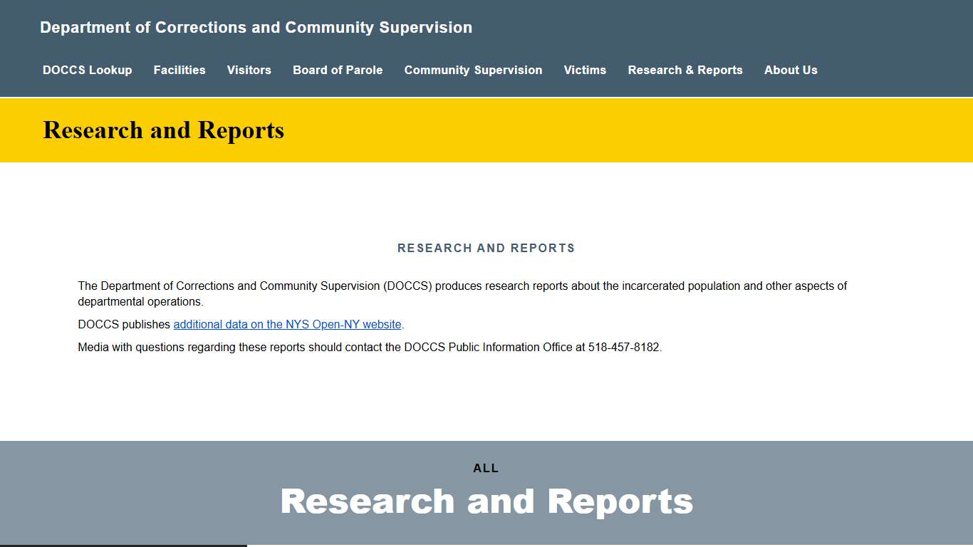 Research and Reports | Department of Corrections and Community Supervision